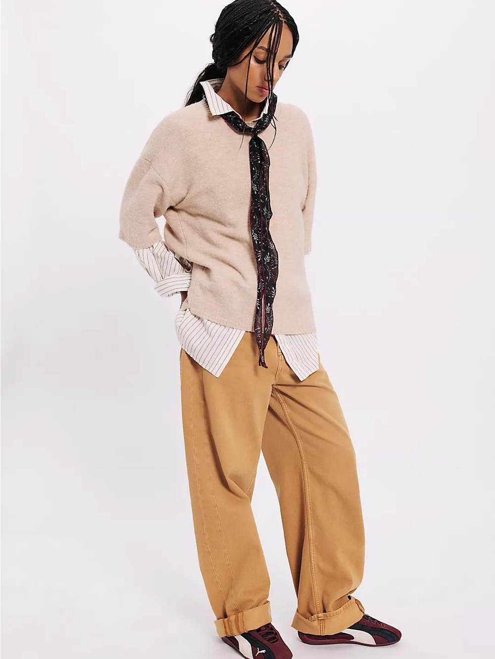 NWT FREE PEOPLE WE THE FREE Truro Baggy Puddle Jeans | Warm Rust $148 CURRENT - Picture 8 of 16